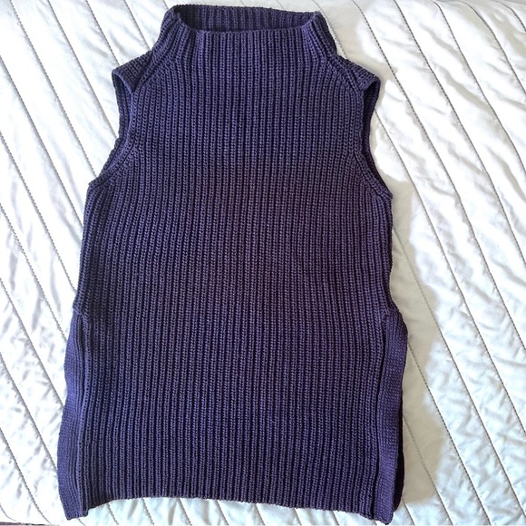 Purple Sleeveless Knit Top minimalist Comfy Casual Colorful Fall Tailgate Size L - Picture 3 of 10